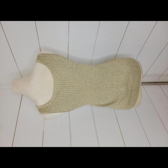 Vintage 80s Christine Phillipè large gold sleeveless sweater. Party! Glamour! - Picture 2 of 4